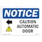Signmission OSHA Sign, 7" H, Rigid Plastic, Caution Automatic Door (Left Arrow) Sign With Symbol, Landscape OS-NS-P-710-L-10450 - alternate 1
